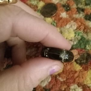 Black enamel with tint diamond rhinestone stretch ring